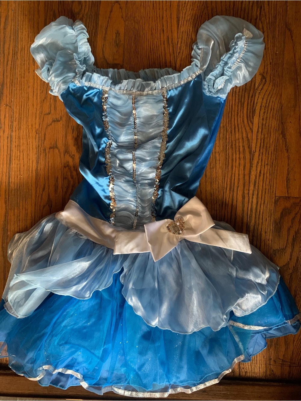 Cinderella Dress Up Costume Girls Size 7/8 Medium Blue Sequin Tulle Princess